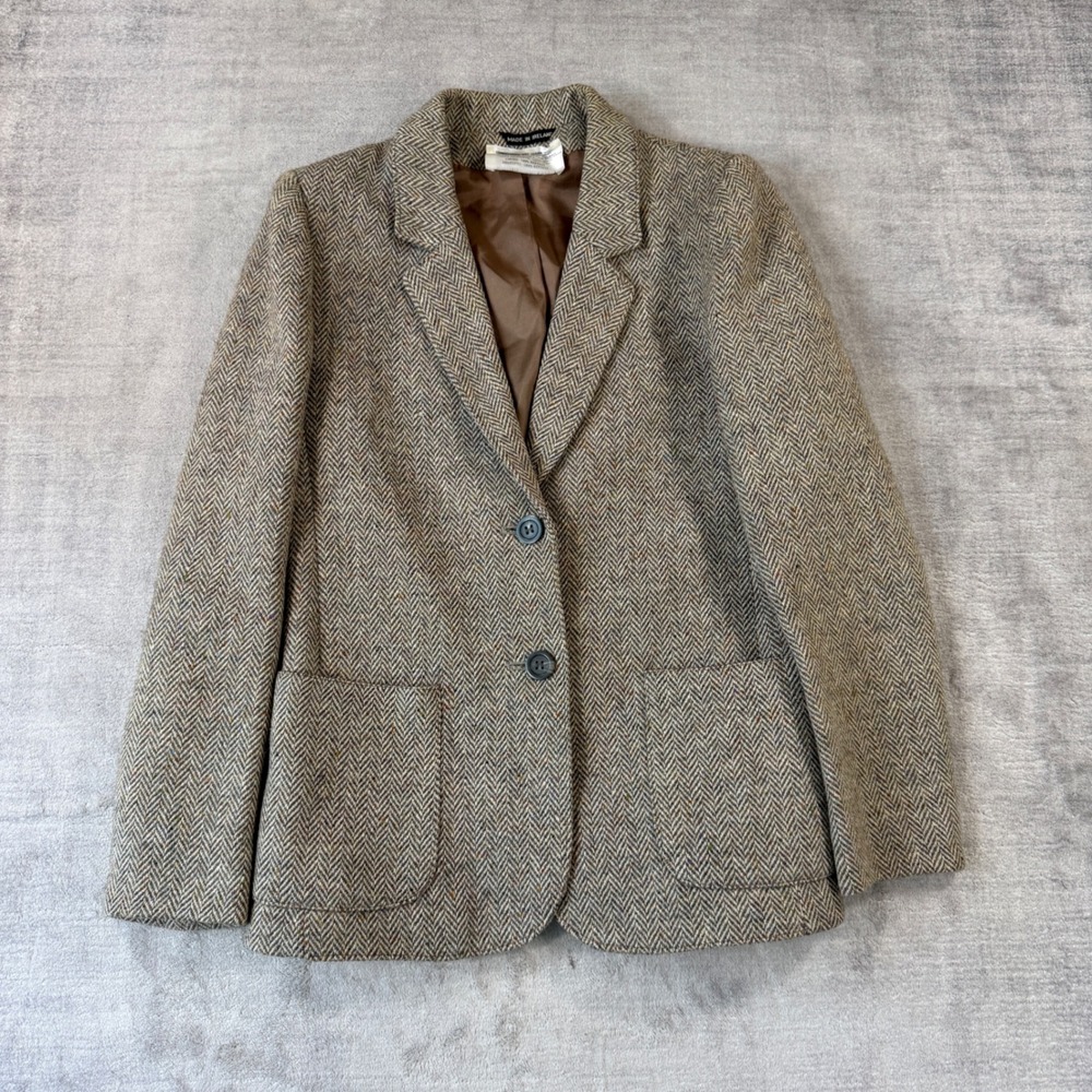 Hourihan Donegal Tweed Blazer Men 8 Brown Herringbone Wool Jacket Ireland Made